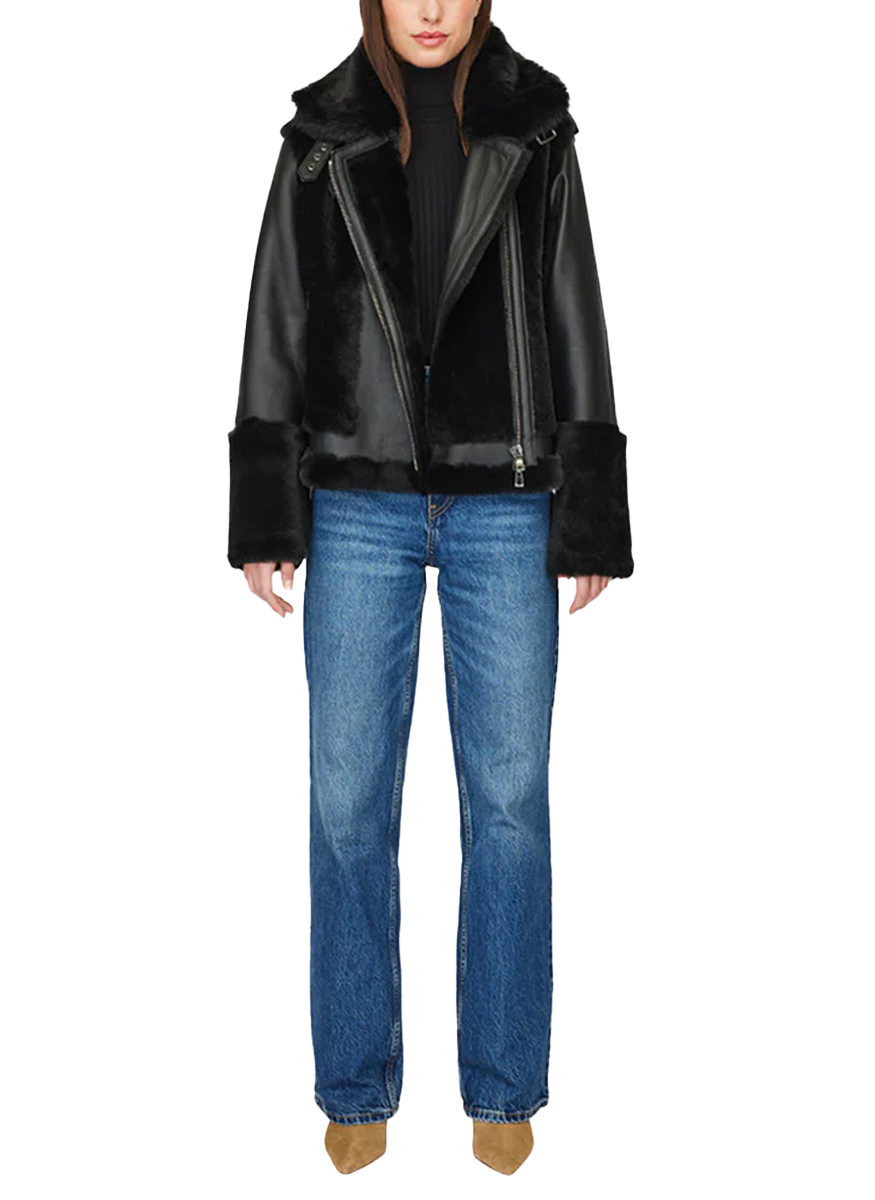 Soul Jet Silky Shearling Moto Jacket