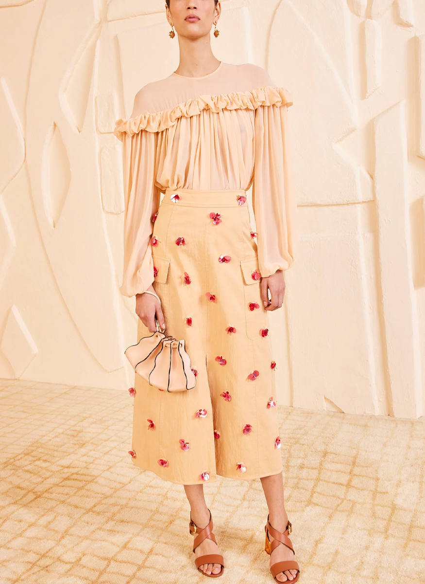 Adria Pleated Wave Wristlet in Rosette - Ulla Johnson