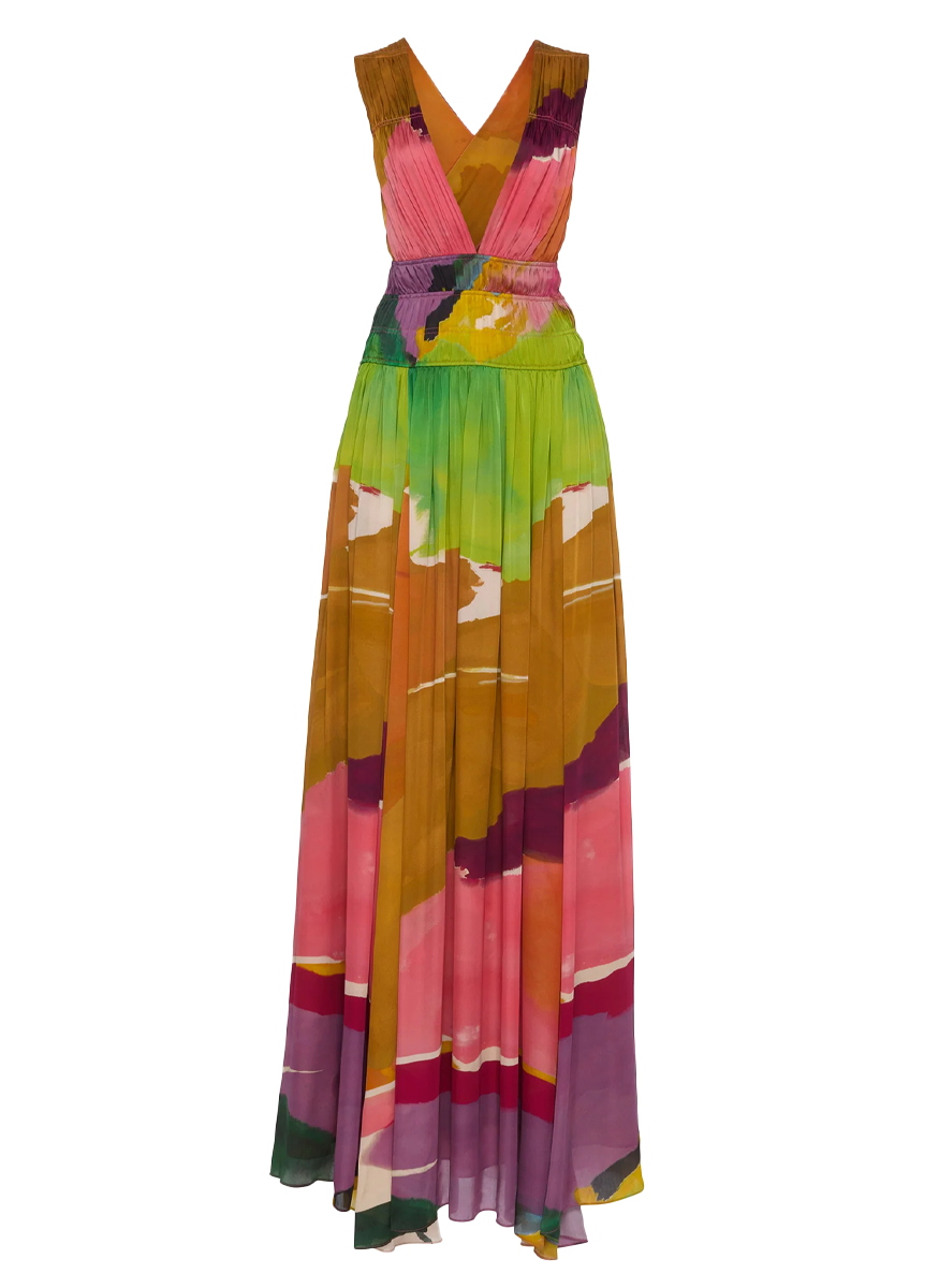 Ulla Johnson X Helen Frankenthaler Boheme Silk-Chiffon Gown, Nature Abhors A Vacuum, Women's, 0, Chiffon Gowns
