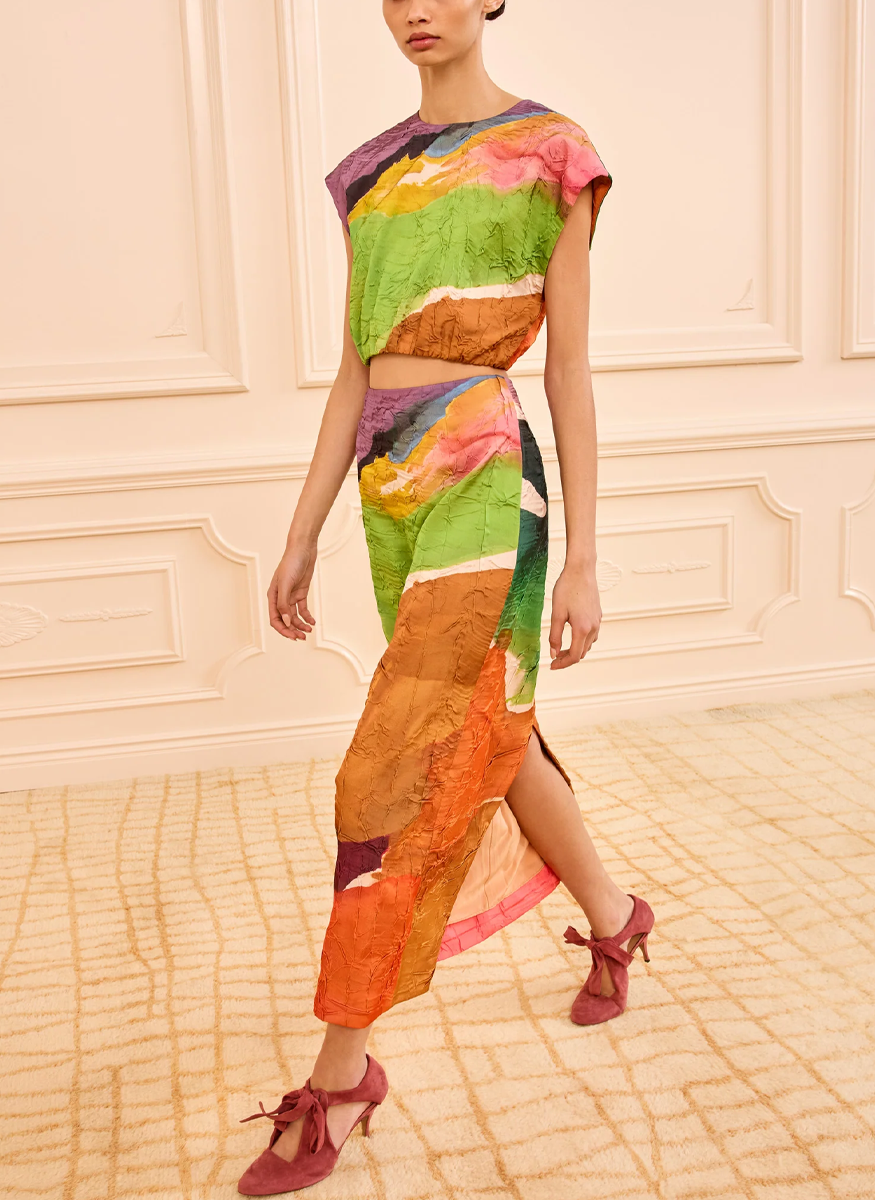 Inez Satin Pencil Skirt