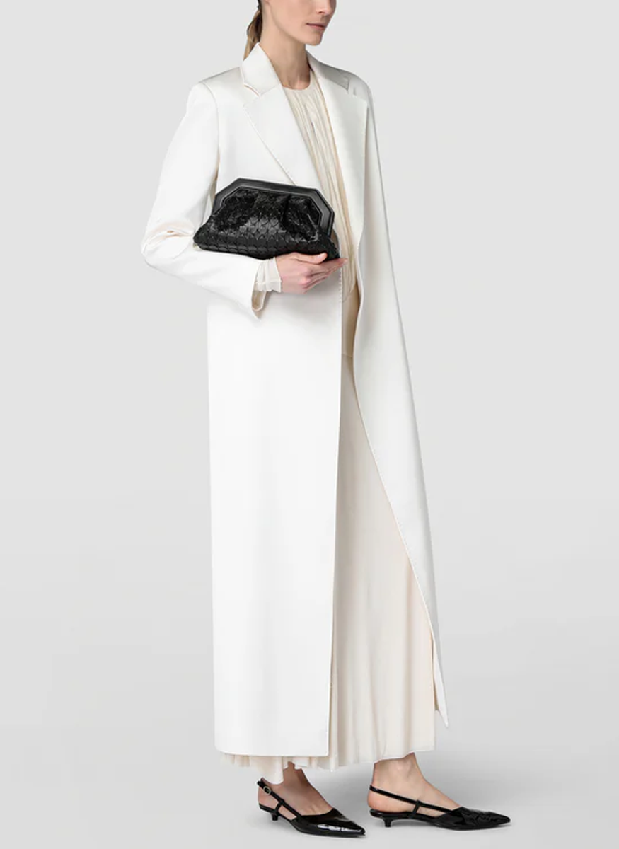 Secret Clutch Bag with Chain in Black Mosaico - Serapian