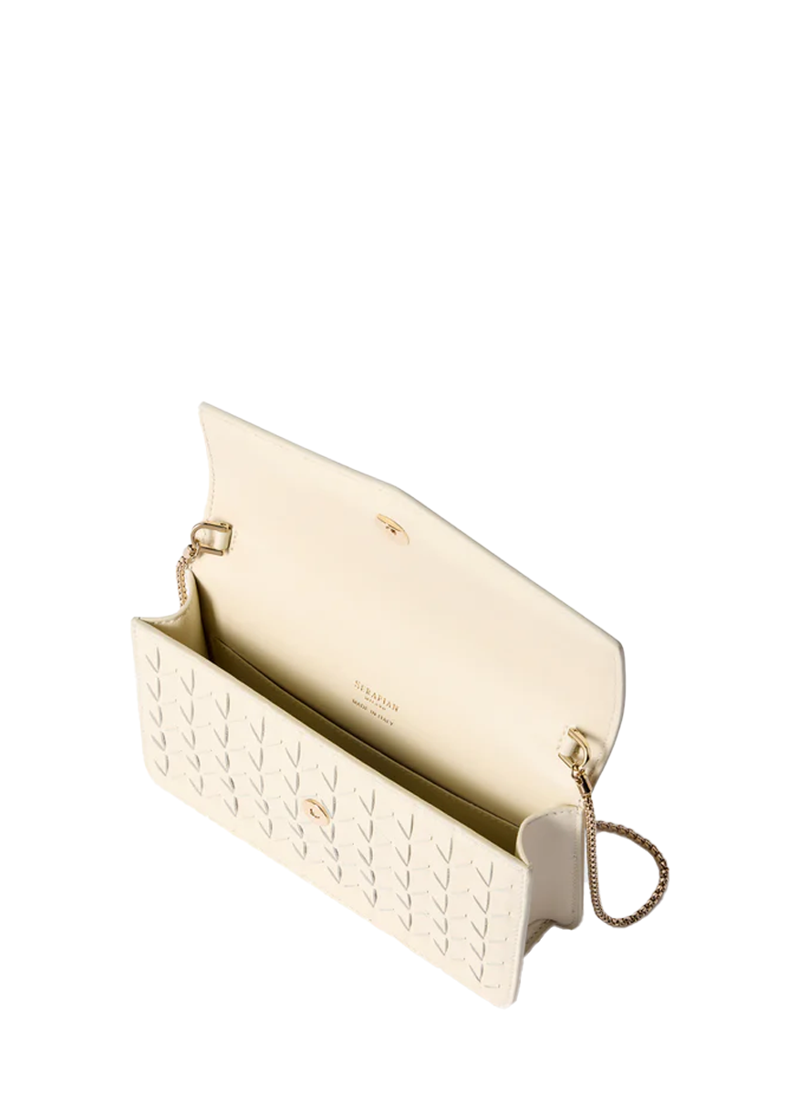 Pochette Crossbody with Chain in Off White - Serapian