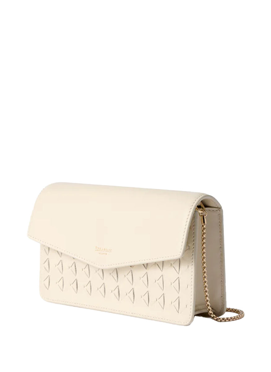 Pochette Crossbody with Chain in Off White