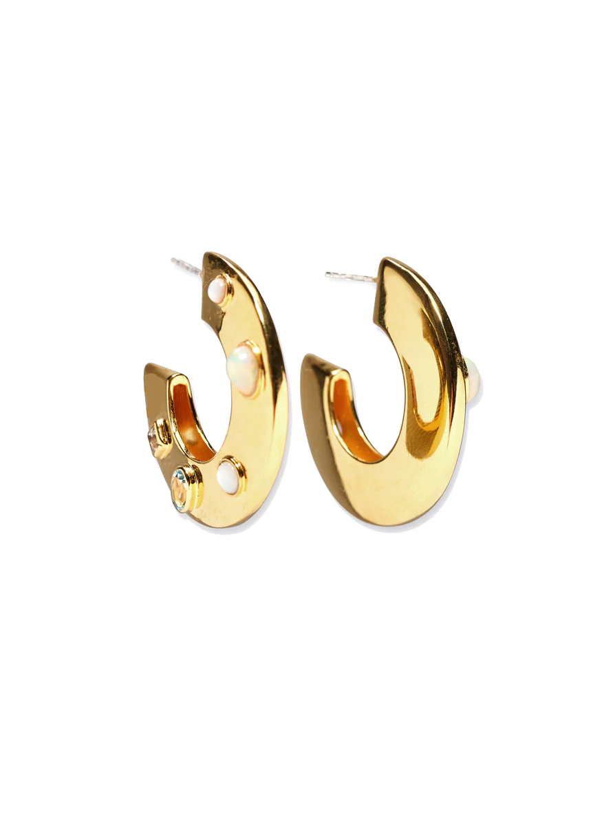 Dotted Pearl Saucer Hoops