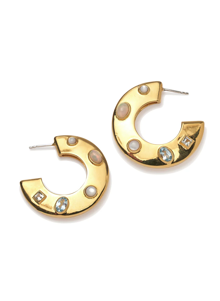 Dotted Pearl Saucer Hoops