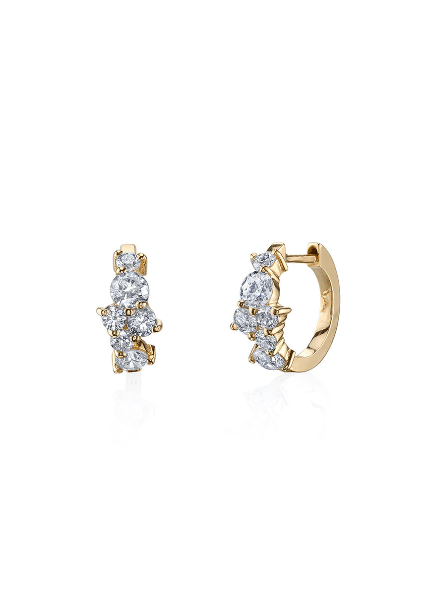Cocktail Huggie Hoops, Yellow Gold