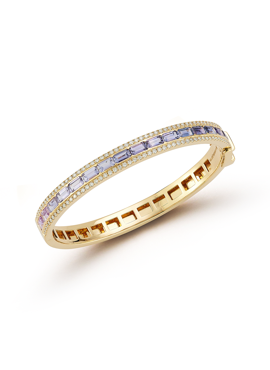 Origami Bangle, Blue and Purple Sapphires