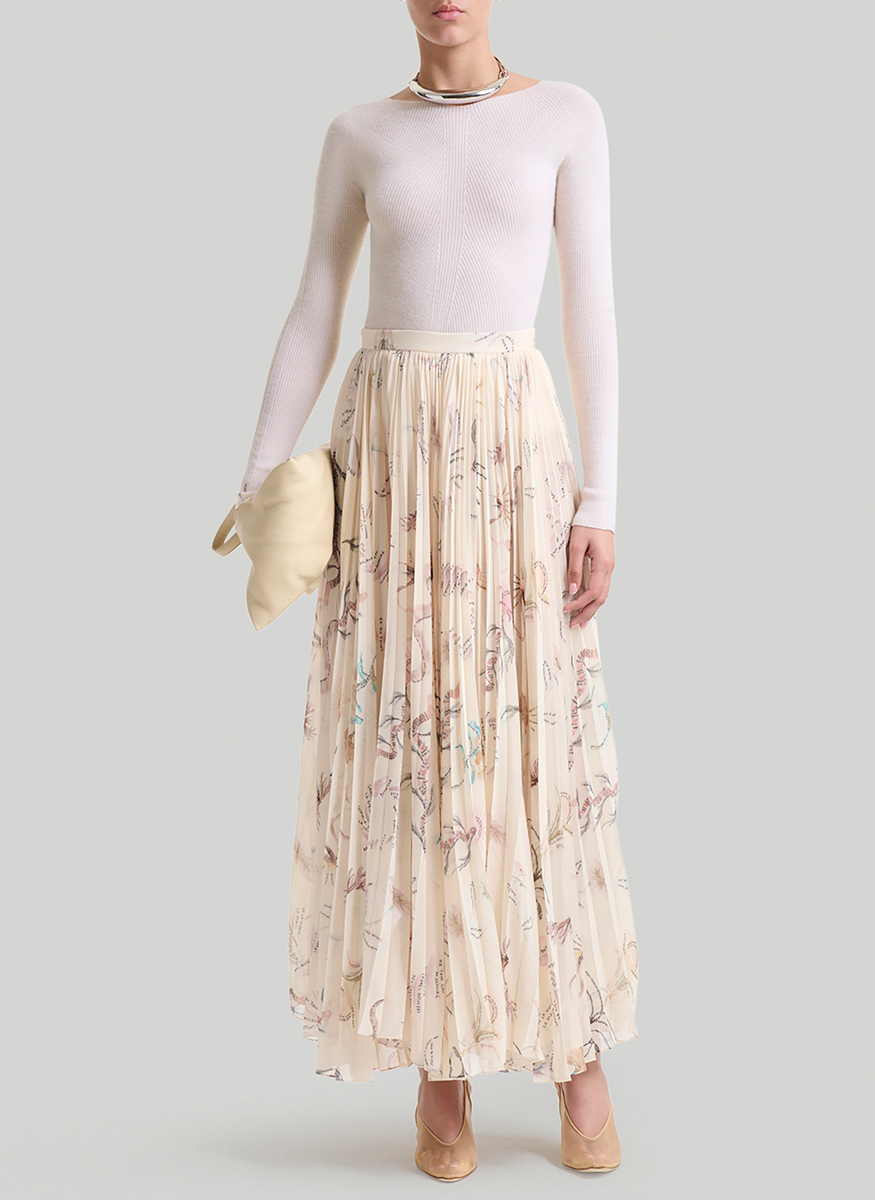 Sif Printed Tatoo Pleated Skirt