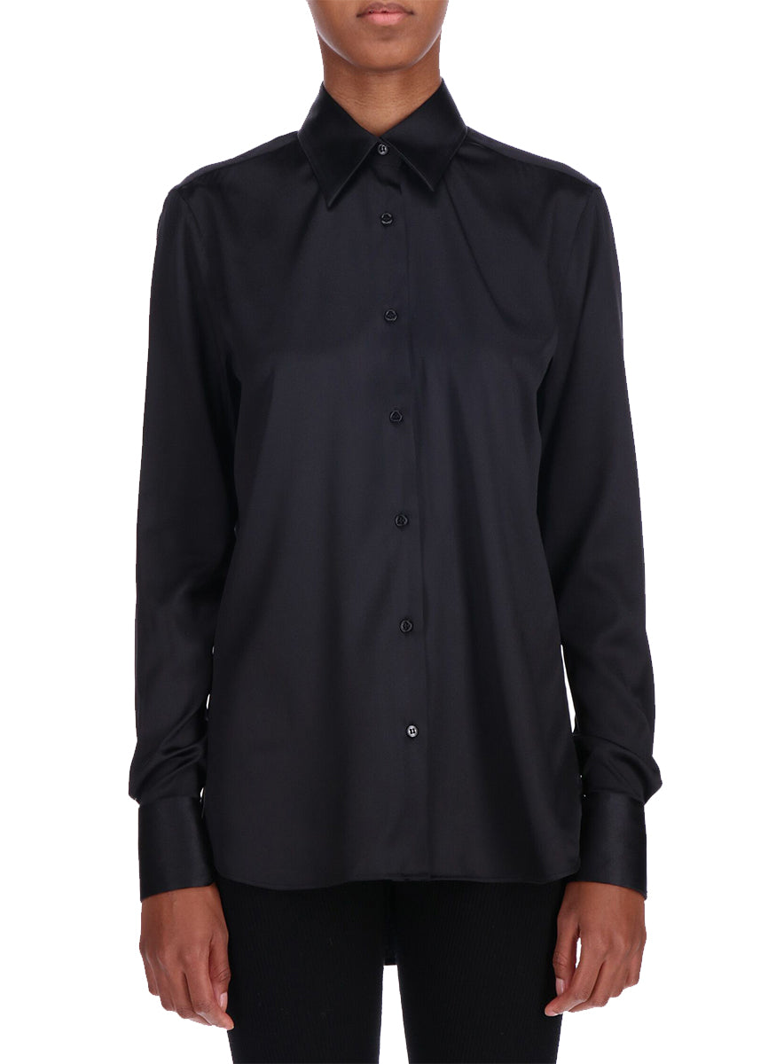 Silk Fitted Button Down Top