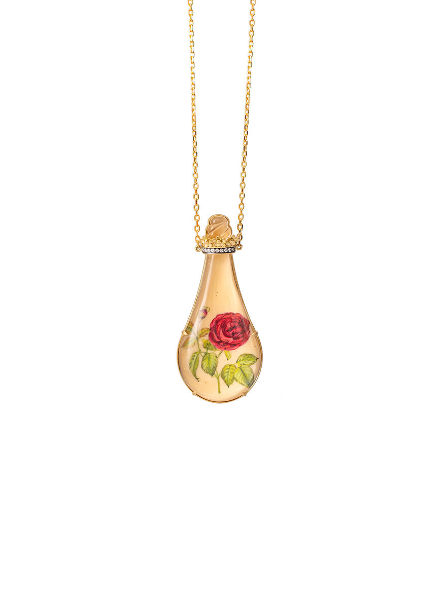 Bottled Rose Miniature Painting Necklace