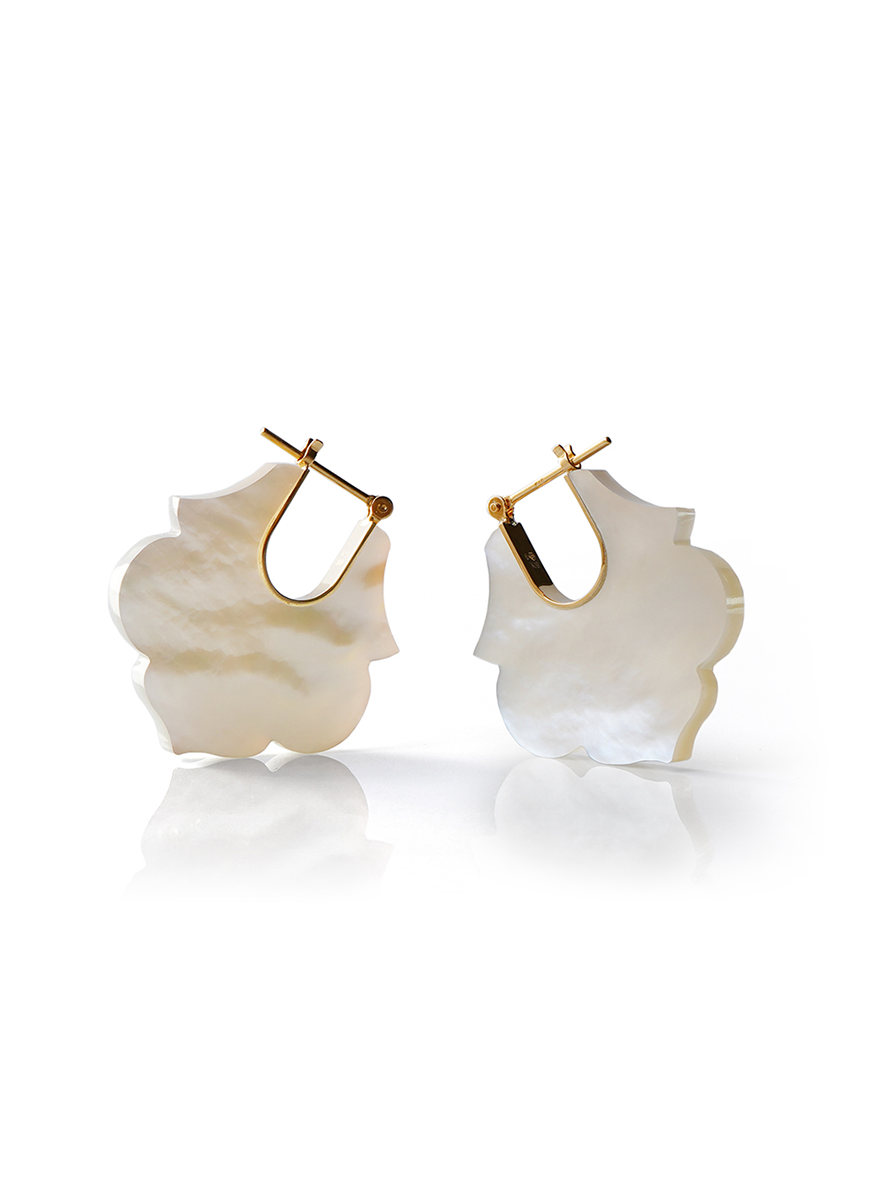 Lotus Earrings, Mother-of-Pearl