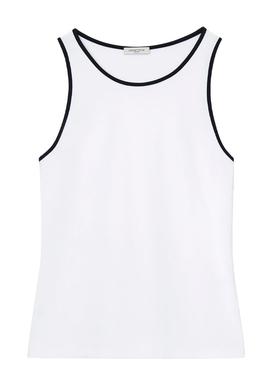 Racerback Tank With Contrast Tipping - Lafayette 148 New York
