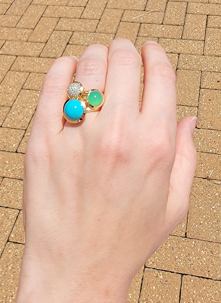 Bouton Ring, Small, Chrysoprase