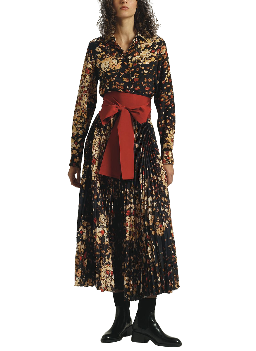 Tosca Long Sleeve Pleated Midi Dress