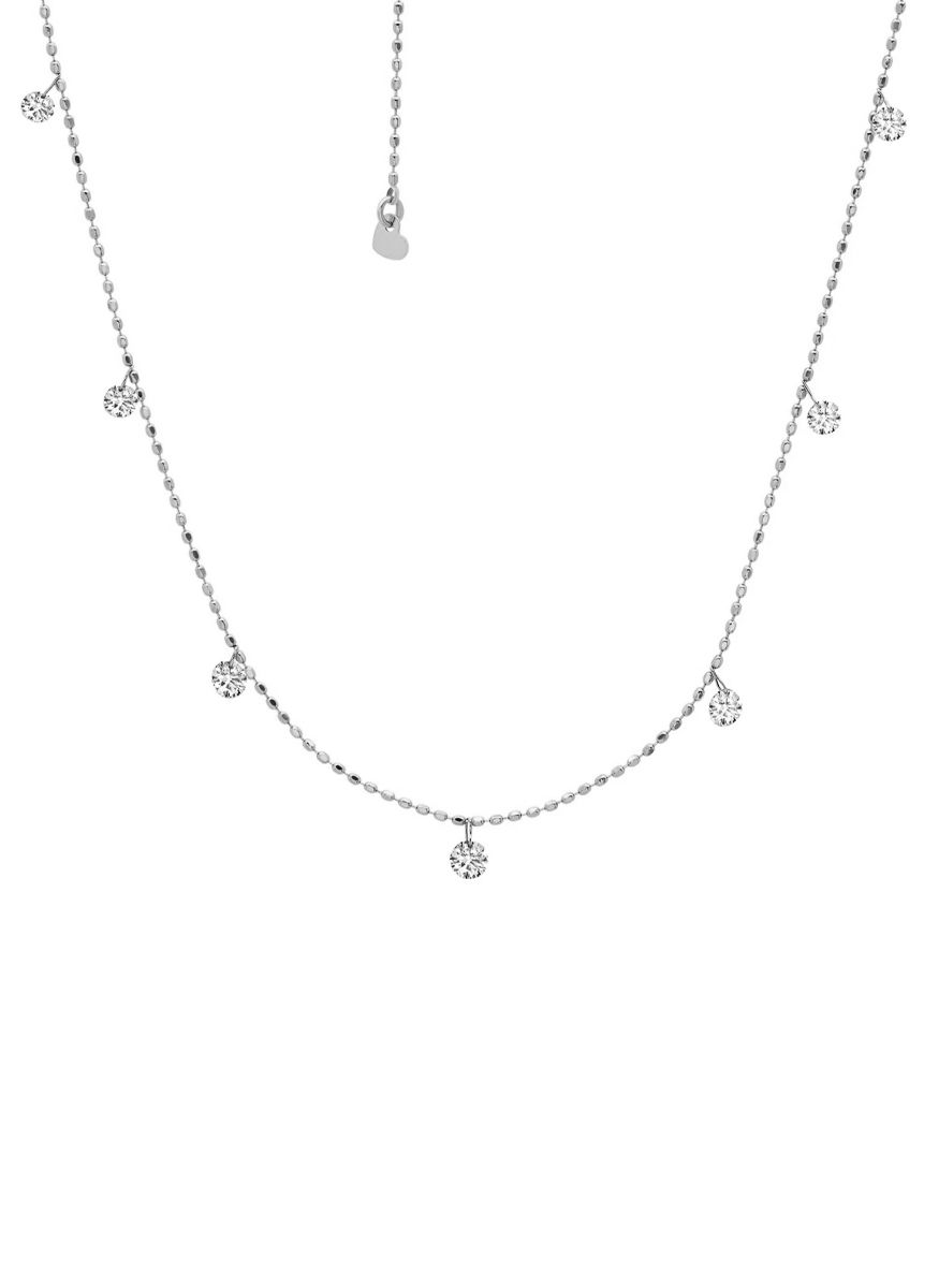 Floating Diamonds Necklace, Tiny, White Gold