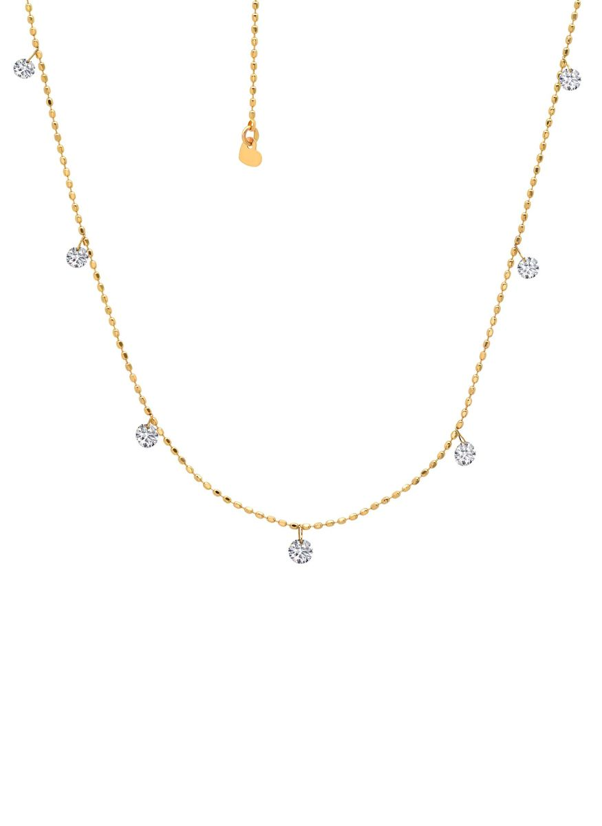 Floating Diamonds Necklace Tiny, Yellow Gold