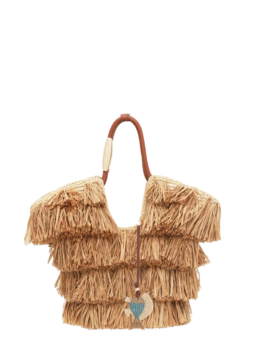 Goldentime Small Fringe Tote with Fish Charm