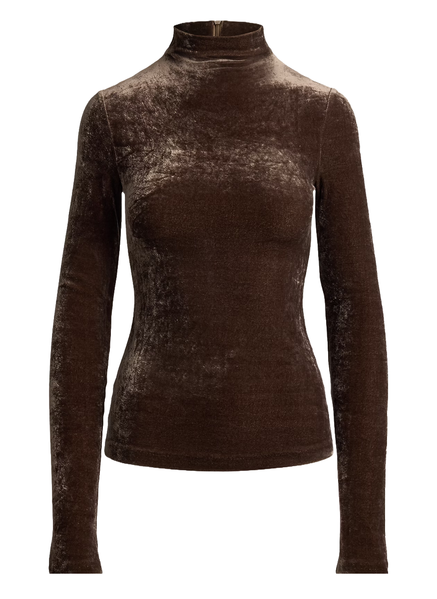 Ilene Velour Mockneck Top