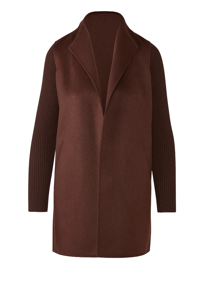 Rib Sleeve Coat in Chocolate