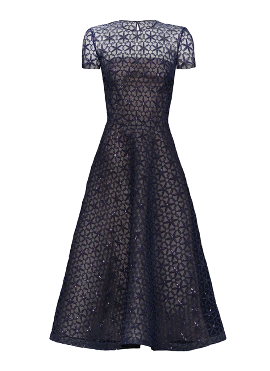 Short Sleeve Cording Cocktail Dress