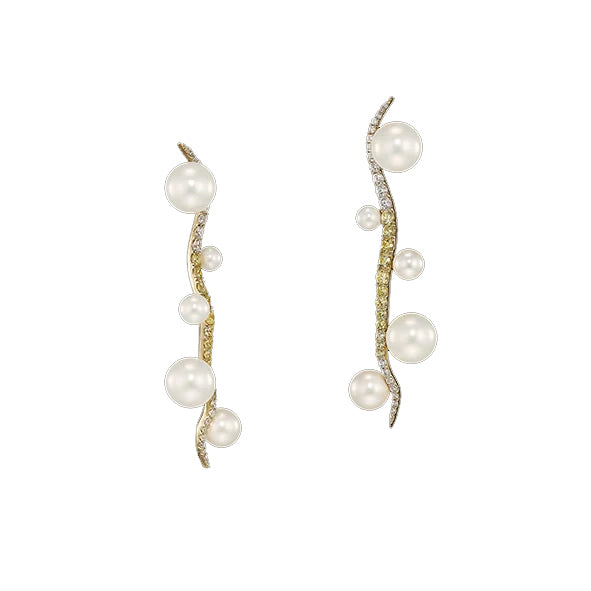 Snowflower Blades of Grass Earrings