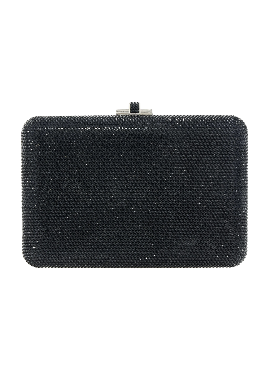 Slim Slide Crystal Clutch in Black