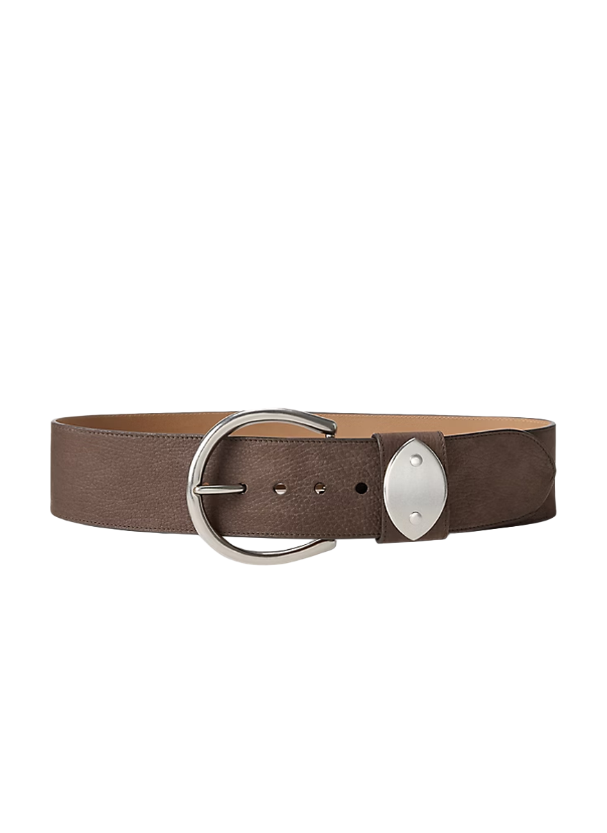 Nubuck Pebbled Leather Wide Belt