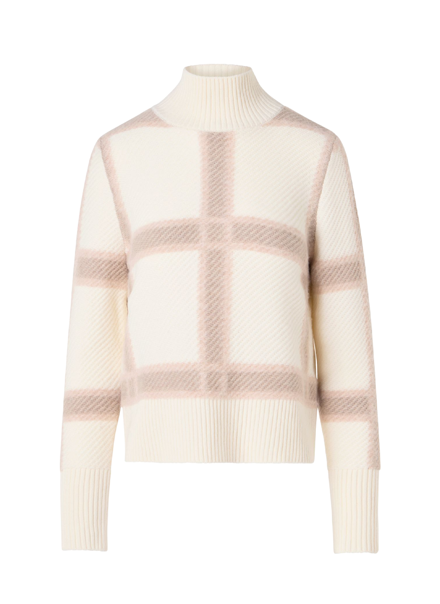 Intarsia Plaid Knit Sweater