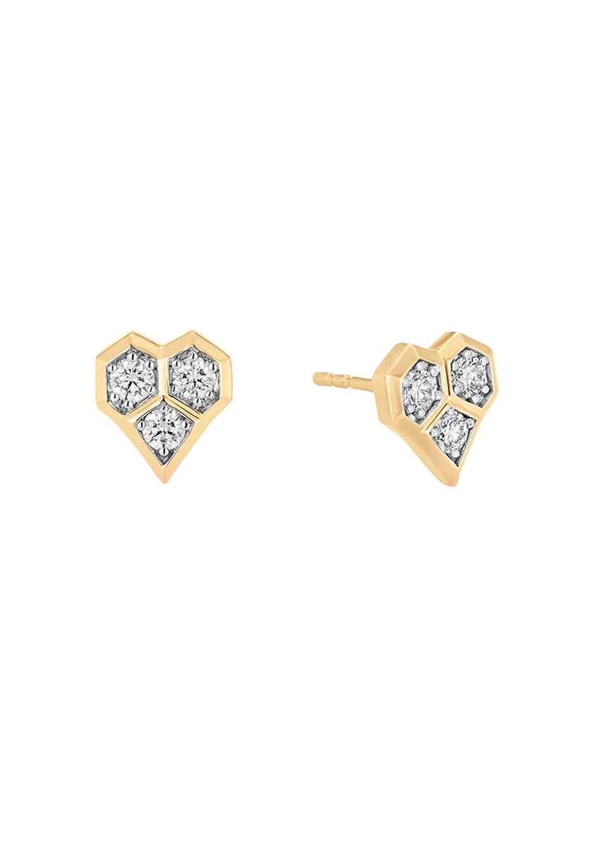 Honeycomb Petite Heart Studs