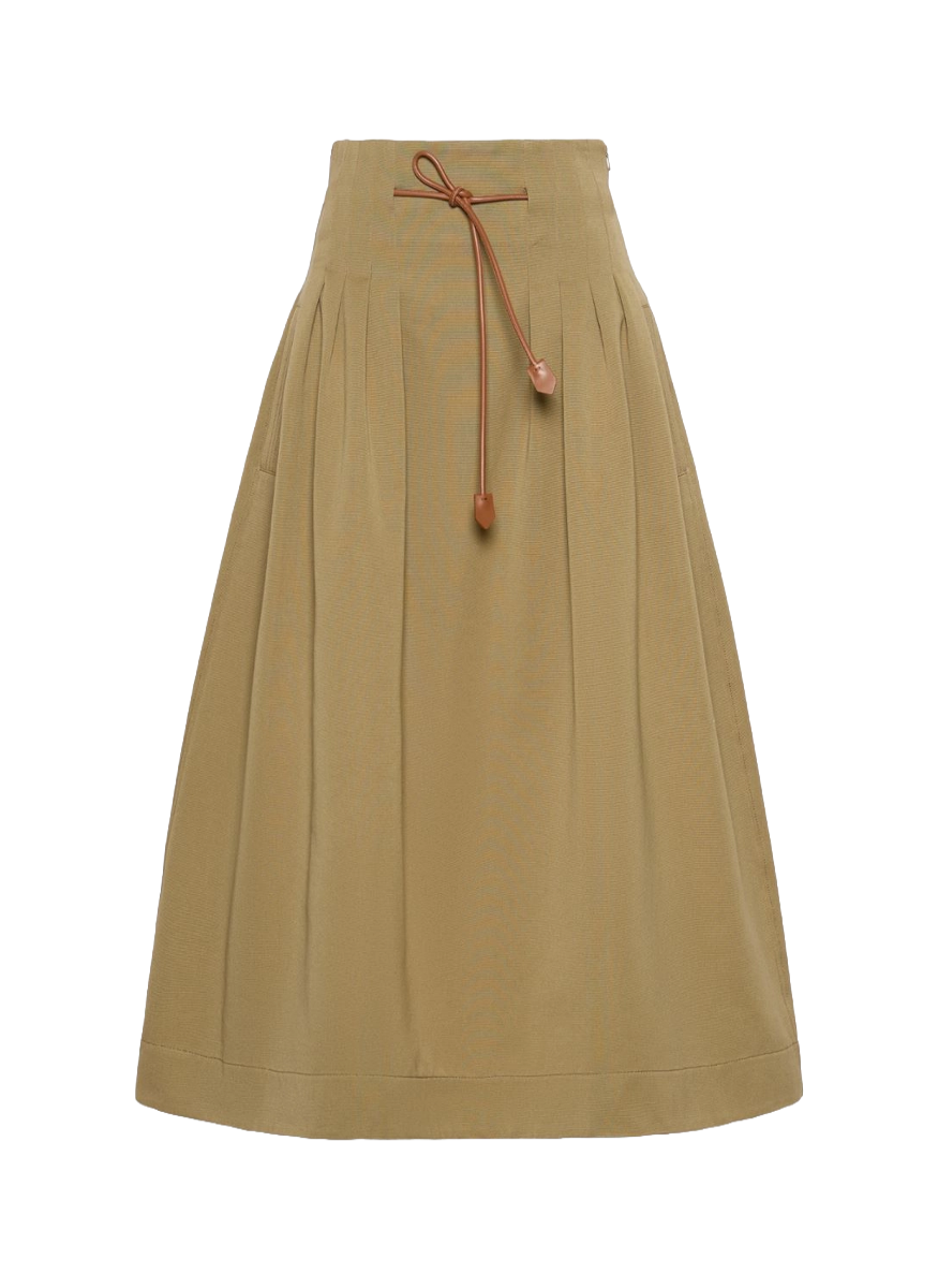Pleated Cotton Ottoman Skirt