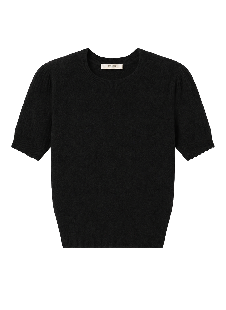 The Gathered Honeycomb Sweater in Black