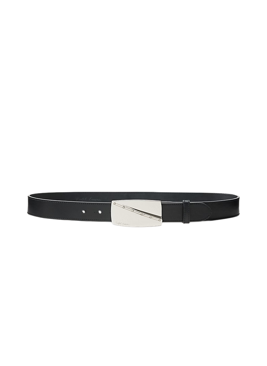 Absrtact Plaque Buckle Leather Belt