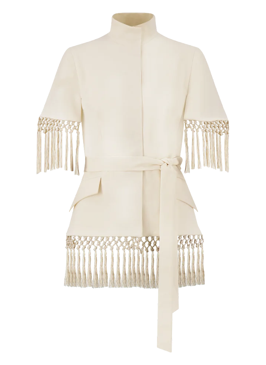 Stretch Cotton
Fringed Cape