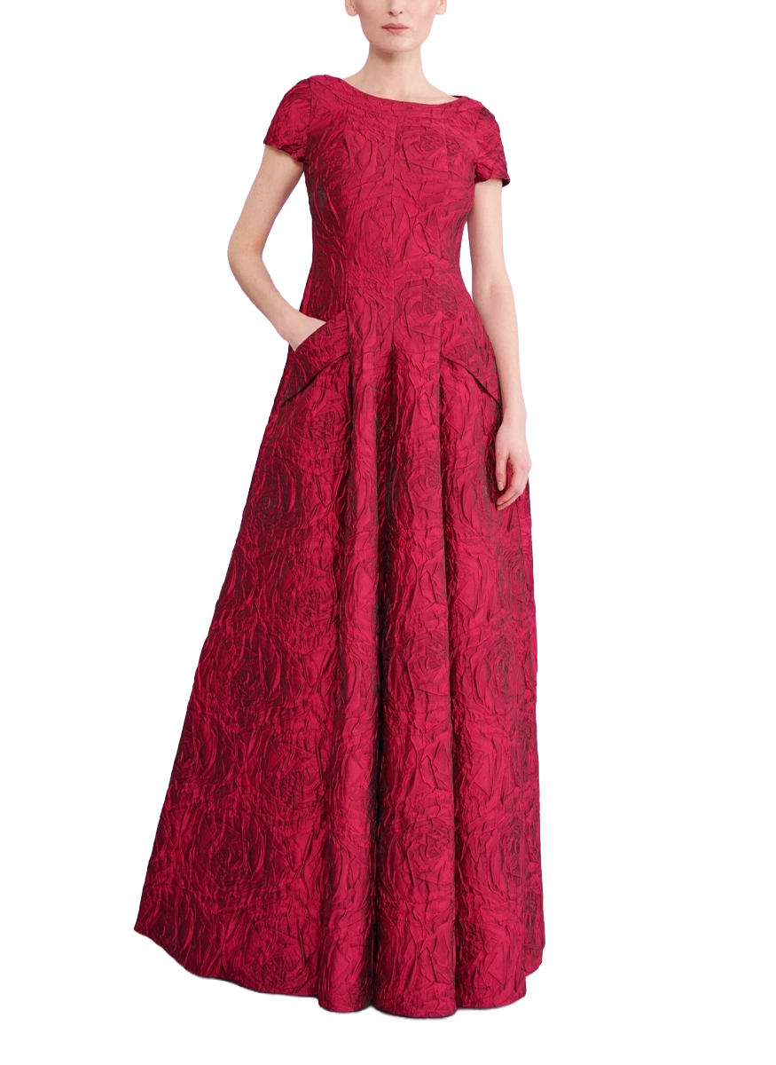 Evening Gown In Poiret Rose Jacquard
