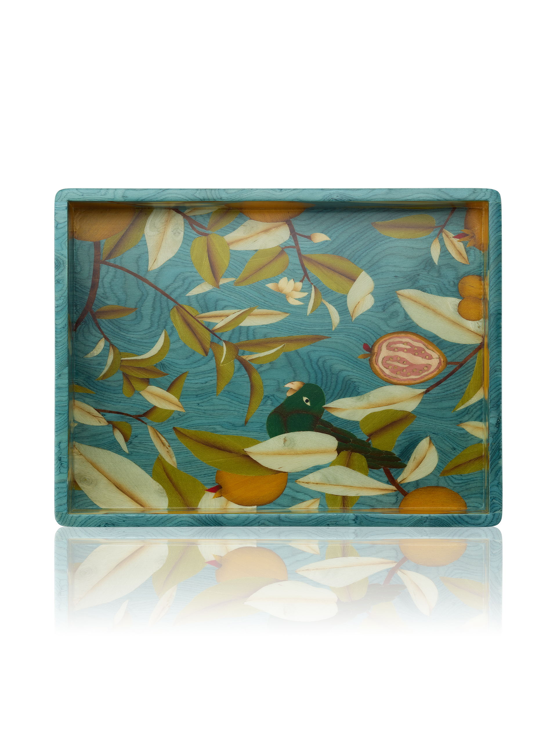 Parrot and Guava Marquetry Tray