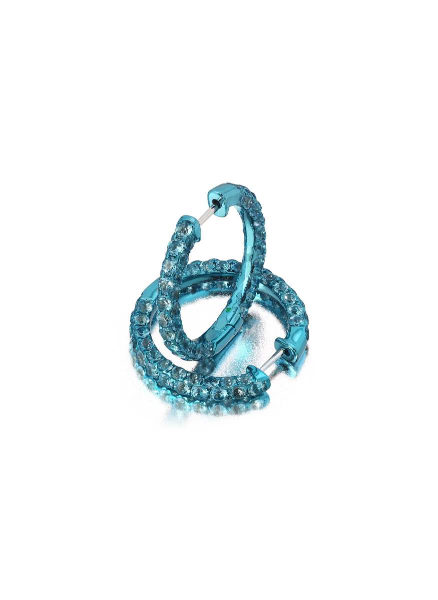 3-Sided Hoops, Swiss Blue Topaz, Large