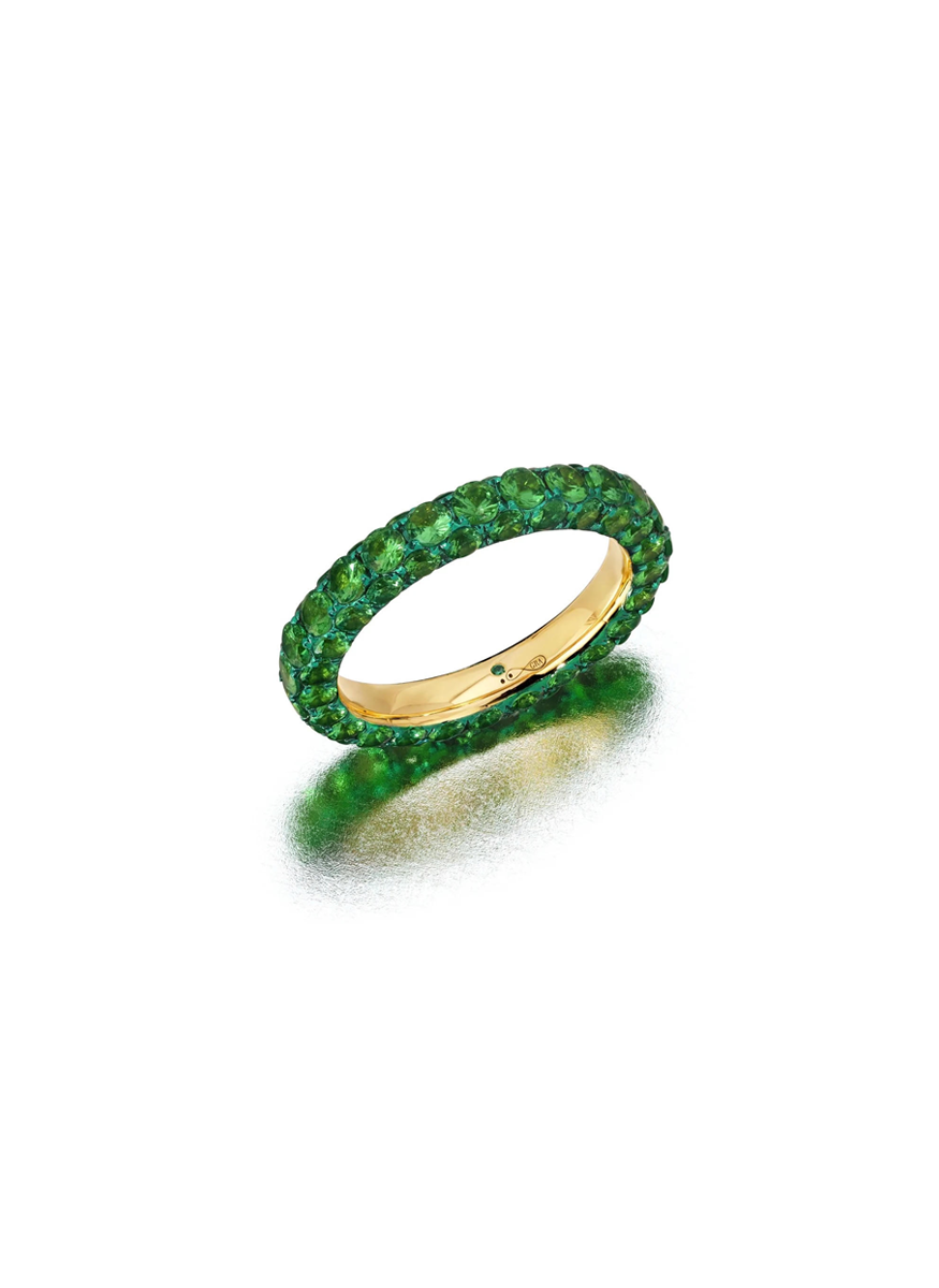 3-Sided Tsavorite Ring