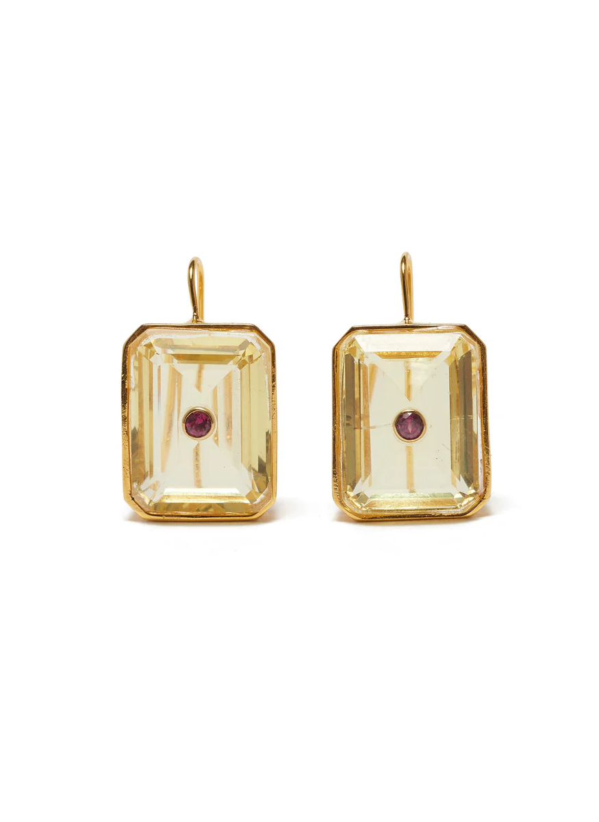 Tile Earrings, Citrine