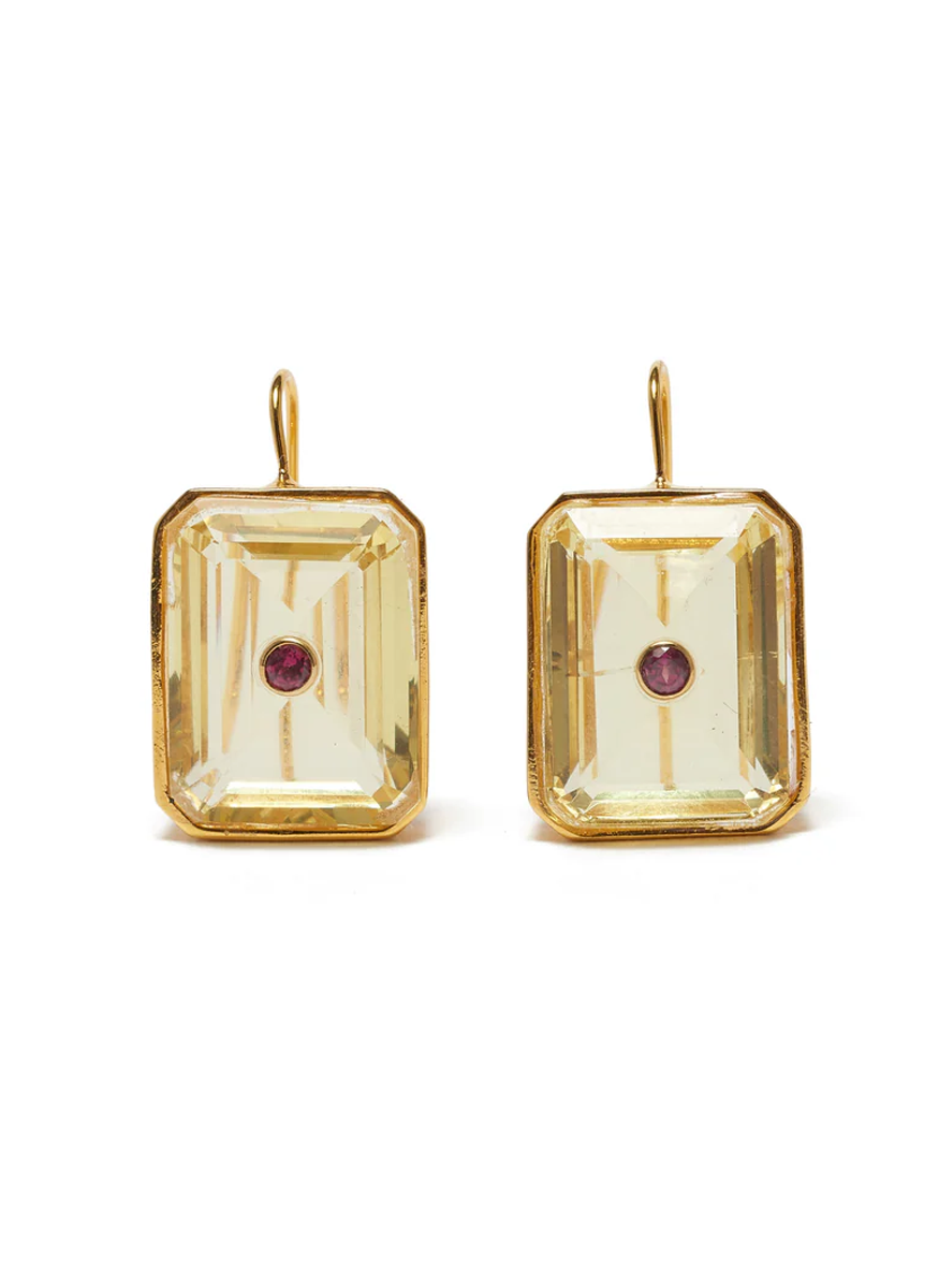 Tile Earrings, Citrine