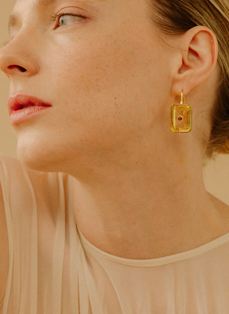 Tile Earrings, Citrine