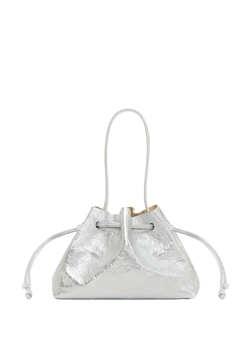 Drawstring Pouchette in Silver