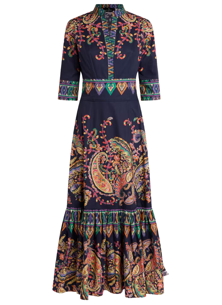 Cottton Paisley Maxi Shirt Dress