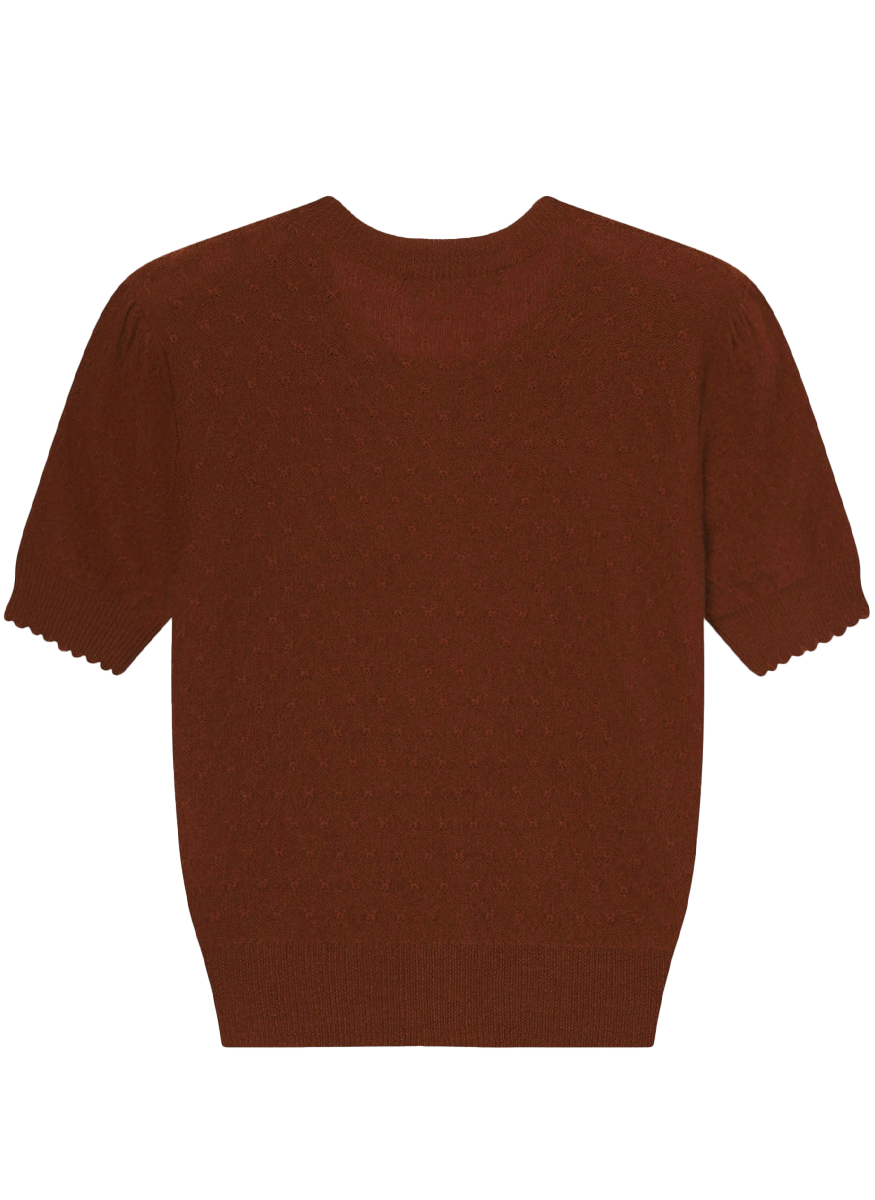 The Cashmere Pointelle Cardi in Chestnut
