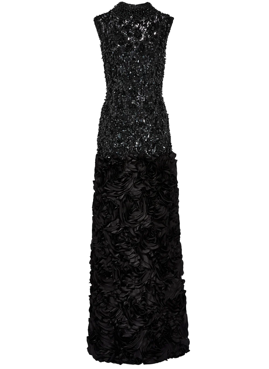 Julianne Beaded Gown with Rosette Detail