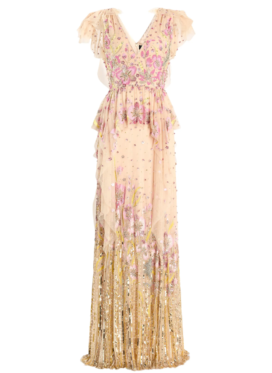 Flower Power Embroidered Floral Gown