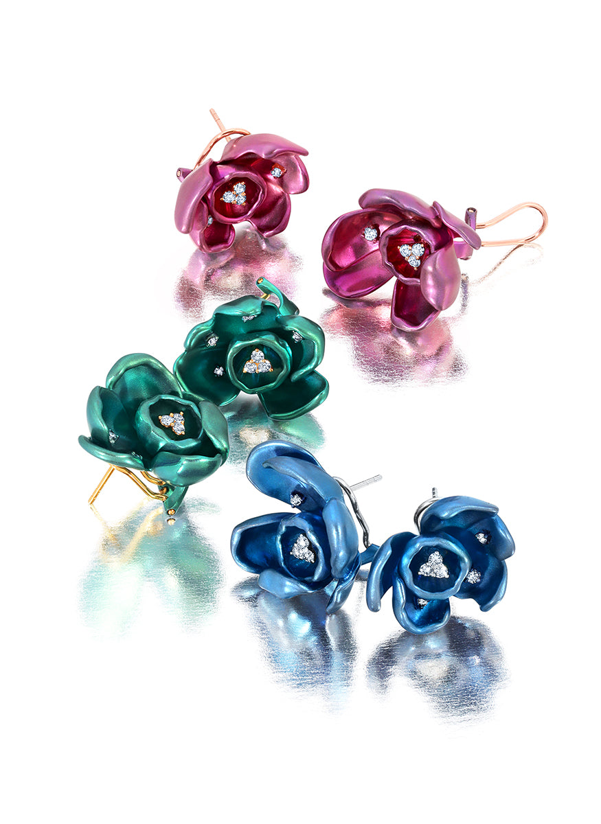 "Orchid” Titanium Earrings, Purple - Graziela