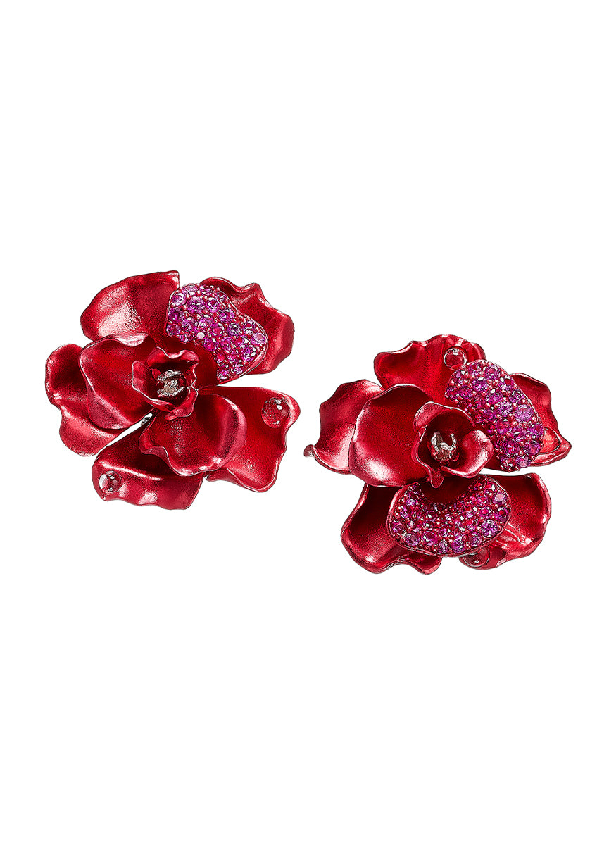 Crimson Camellia Earrings