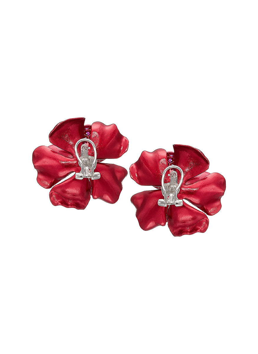 Crimson Camellia Earrings