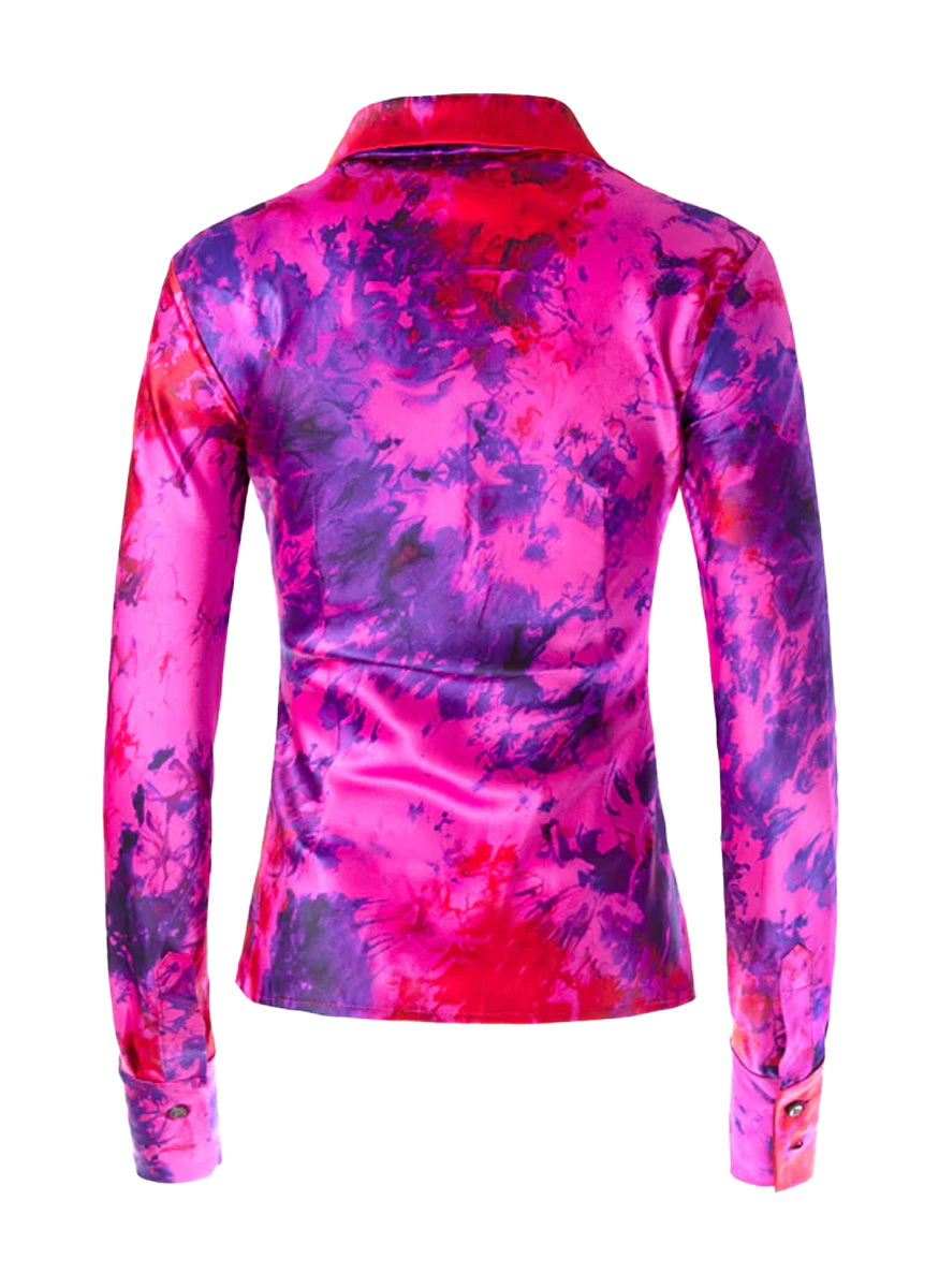 Fitted Silk Ice-Dye Button Up Shirt - Alejandra Alonso Rojas