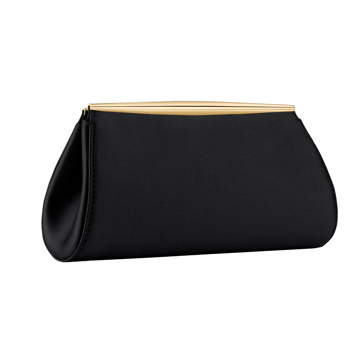 Suzannah Clutch in Black Diamond Satin with Chain